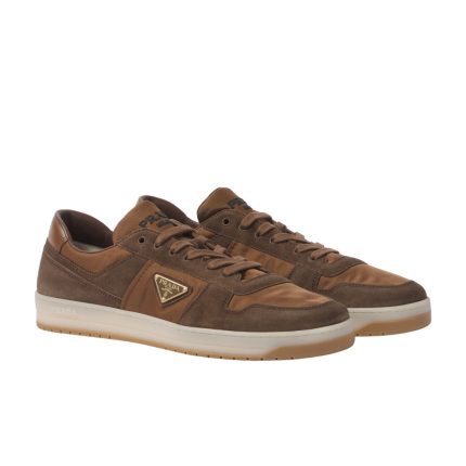 Prada Downtown suede-trimmed sneakers