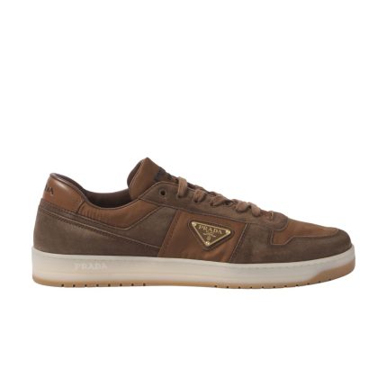 Prada Downtown suede-trimmed sneakers