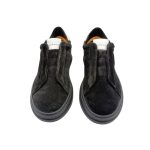  Kiton Black Suede Slip-on Sneakers