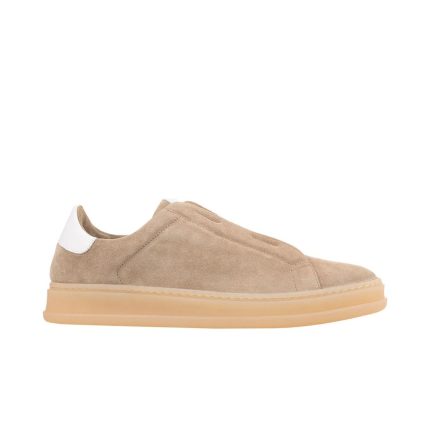 Kiton Beige Suede Slip-on Sneakers