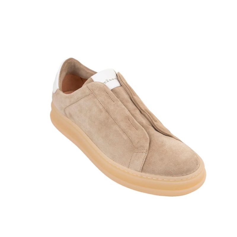 Kiton Beige Suede Slip-on Sneakers